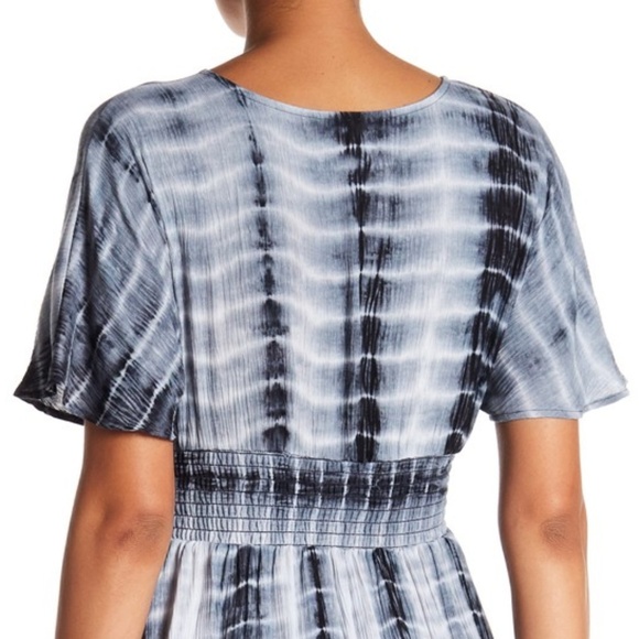 S.H.E. Swim Cover Up Plunge Crinkle Tie Dye Dress - Picture 4 of 8